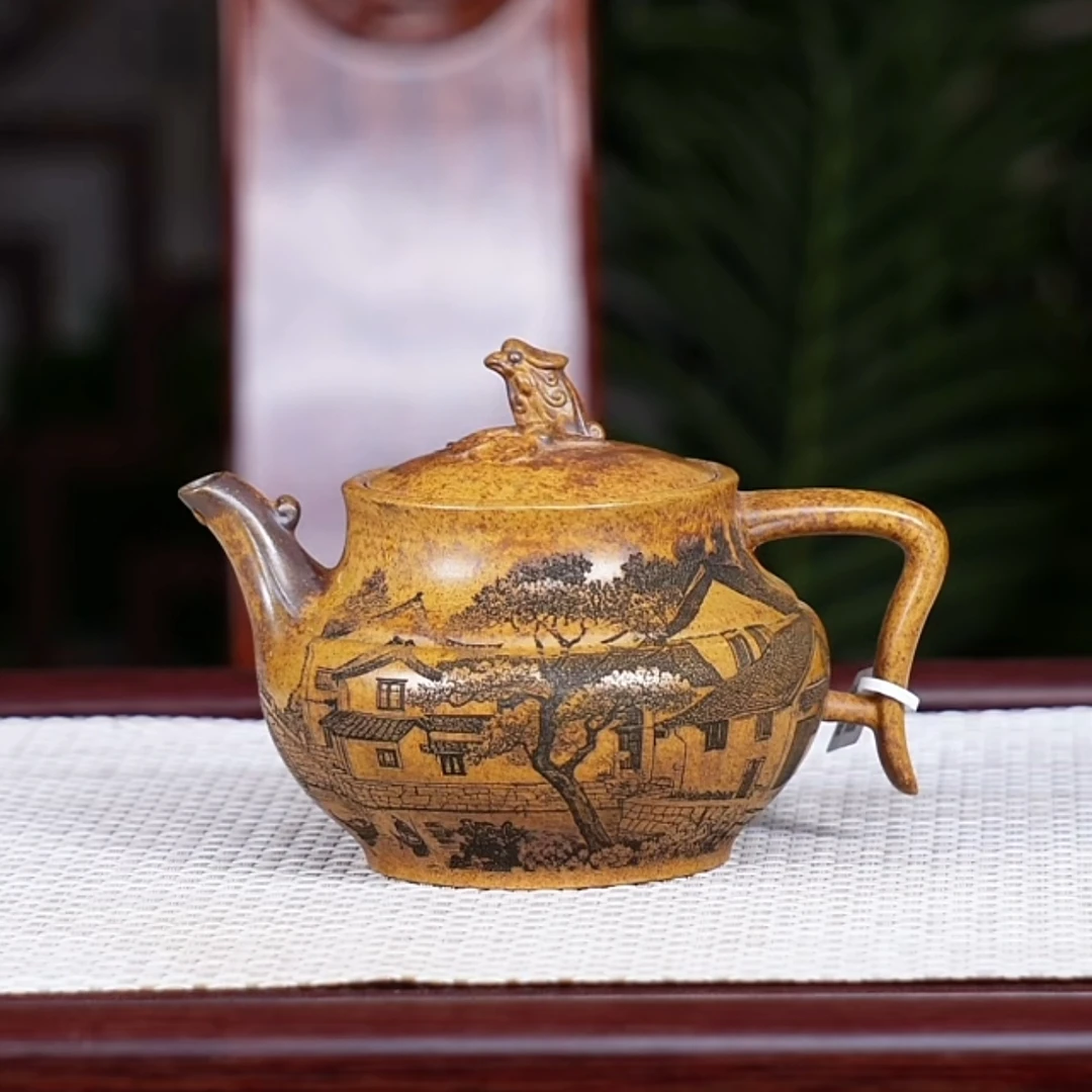 宜兴原矿紫砂茶壶  黄金段 凤凰台 1503