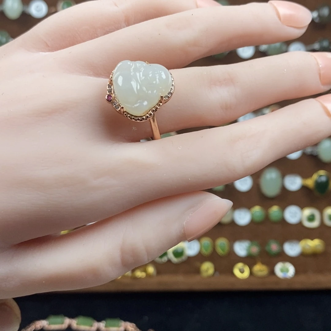 和田玉（白玉）戒指合金