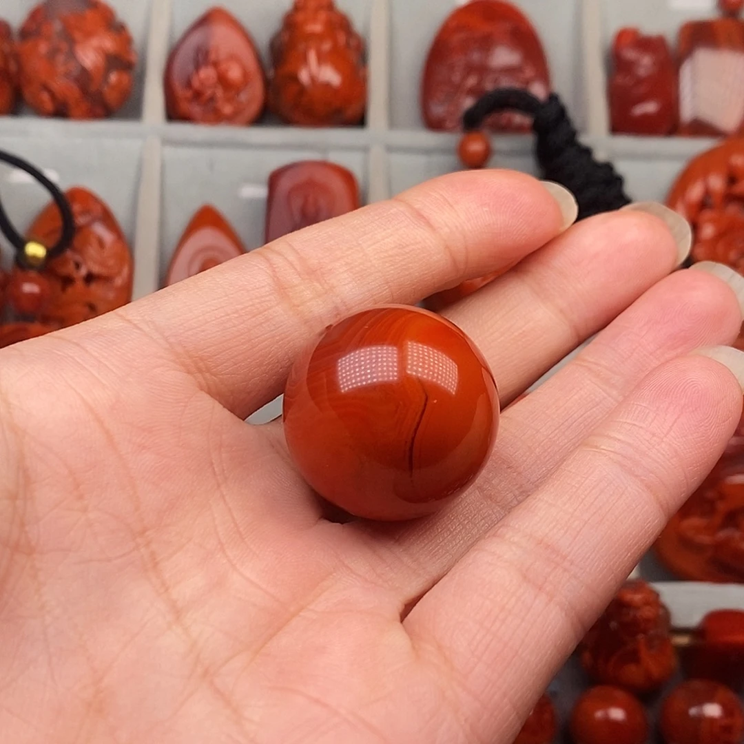 清****南红玛瑙未镶嵌单珠26.6