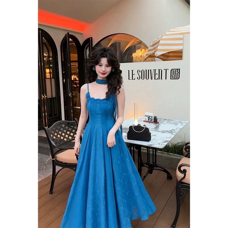 1078一生罗曼法式吊带连衣裙女夏2025新款气质度假风小众设计裙子