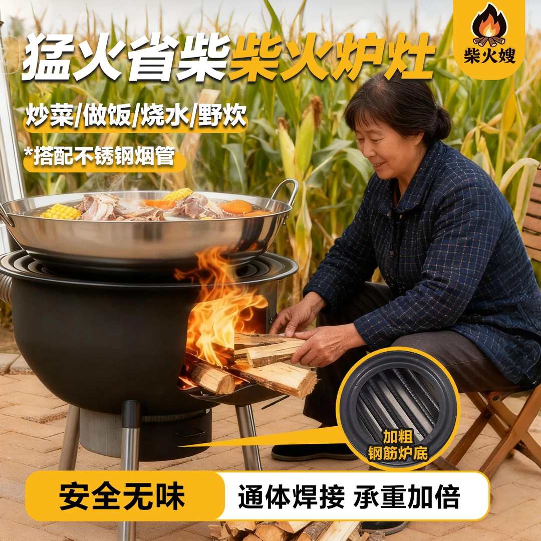 【钢筋炉条】柴火灶家用农村户外野炊炉具柴火炉无烟烧火炉烧柴炉子
