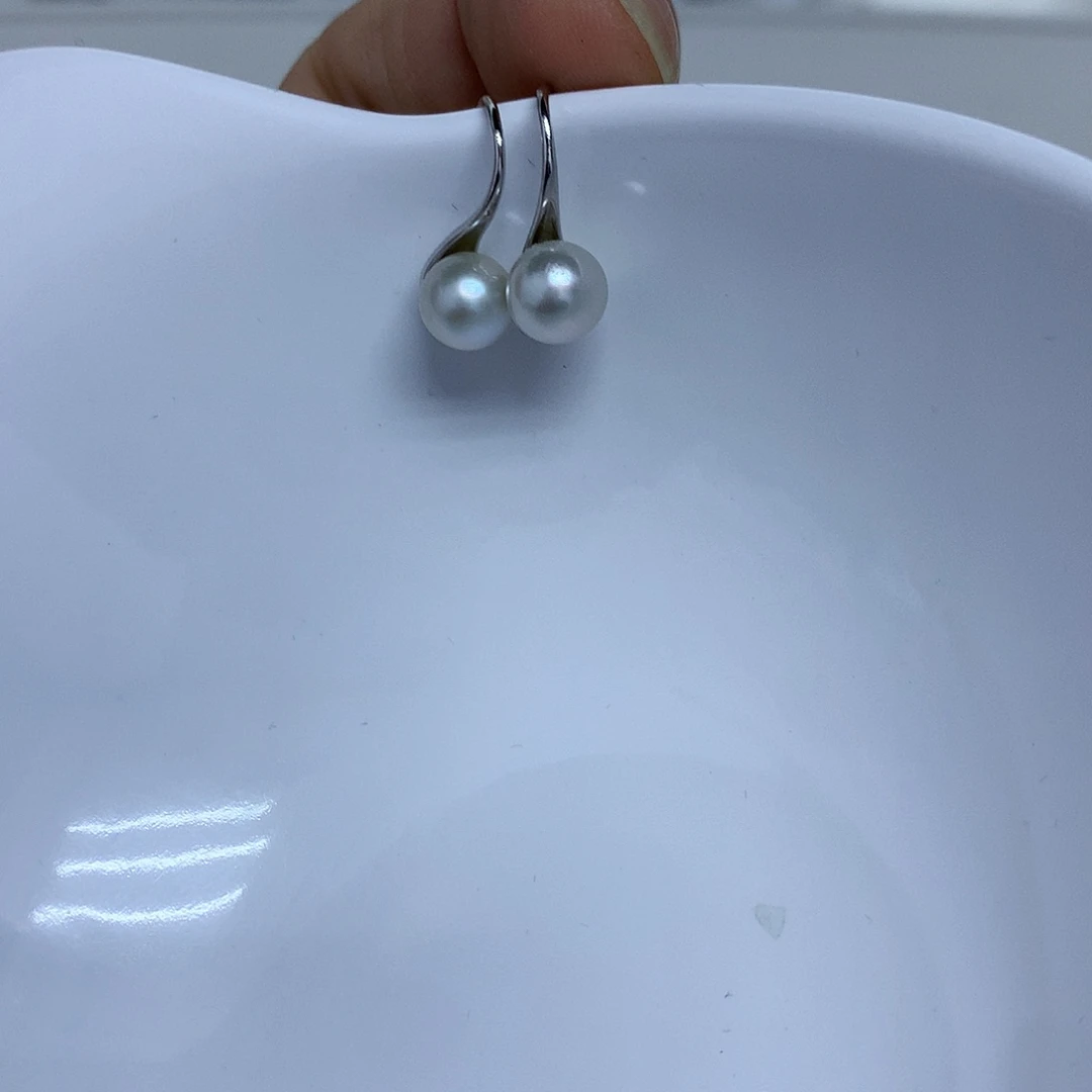 海水珍珠银S925镶嵌耳饰7