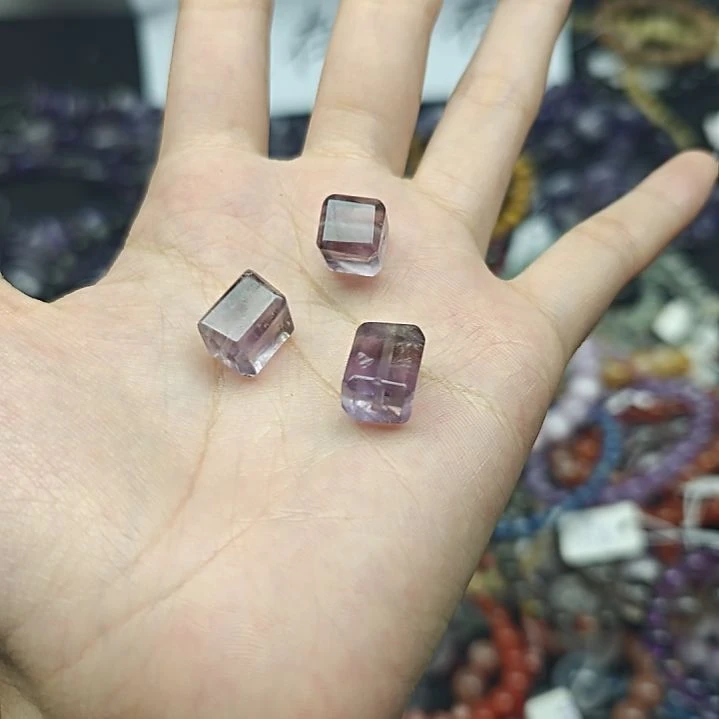 玛瑙/玉髓散珠一个纯天然紫水晶长方糖