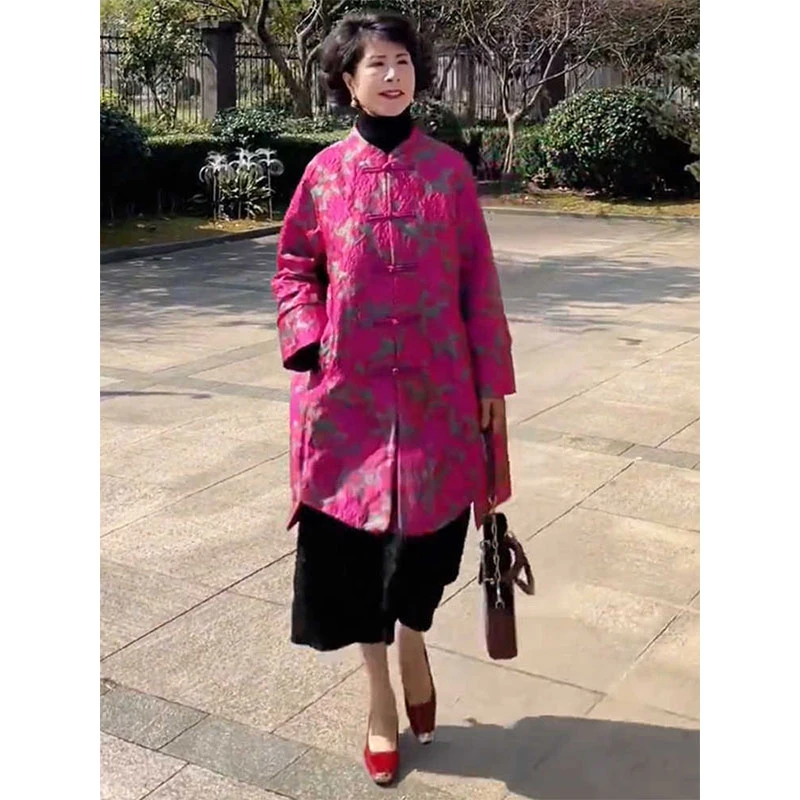 国风新中式中长款盘扣外套女欧洲站2025春季新款气质精致立领上衣
