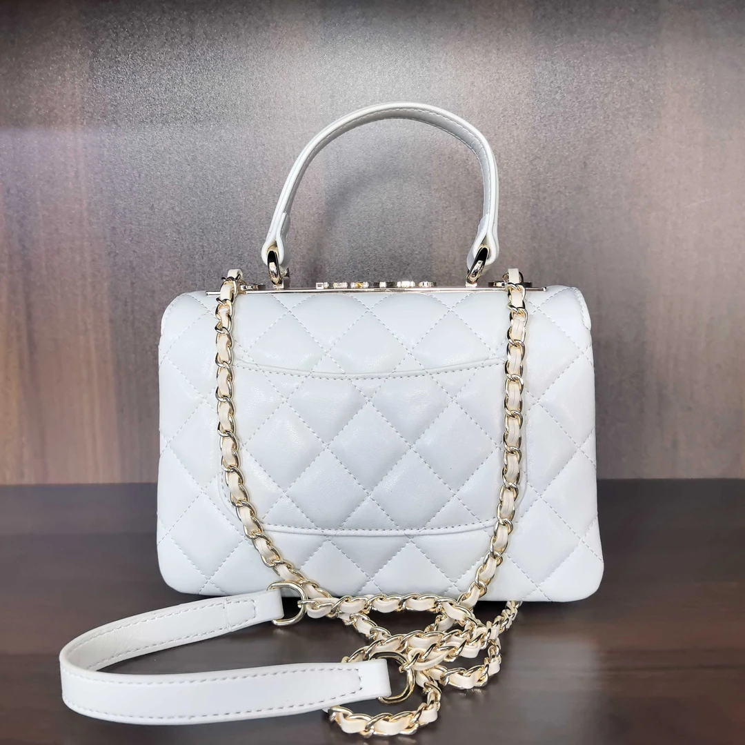 薇薇手工真皮包-白色-长20x高14-手提横字香A36