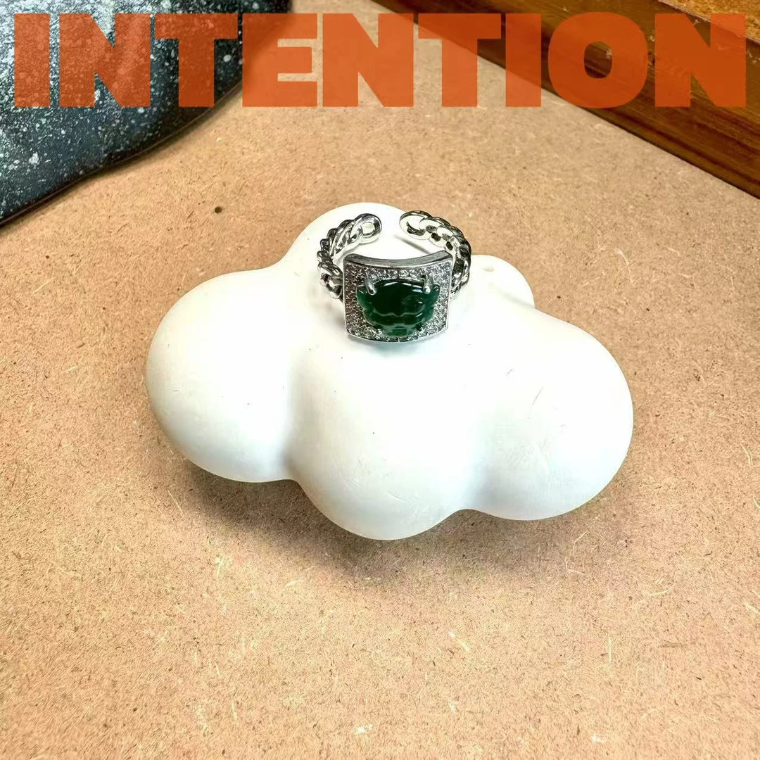 戒指 正品INTENTION 新中式【海蓝之谜】佛公开口戒指AE1186