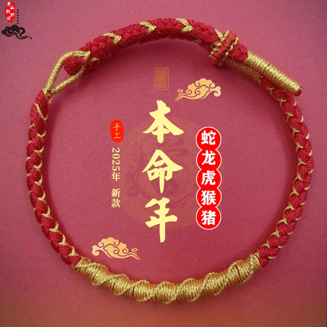非金属布艺手链 2025蛇本命年化解红绳新年礼物女男手工编绳手链