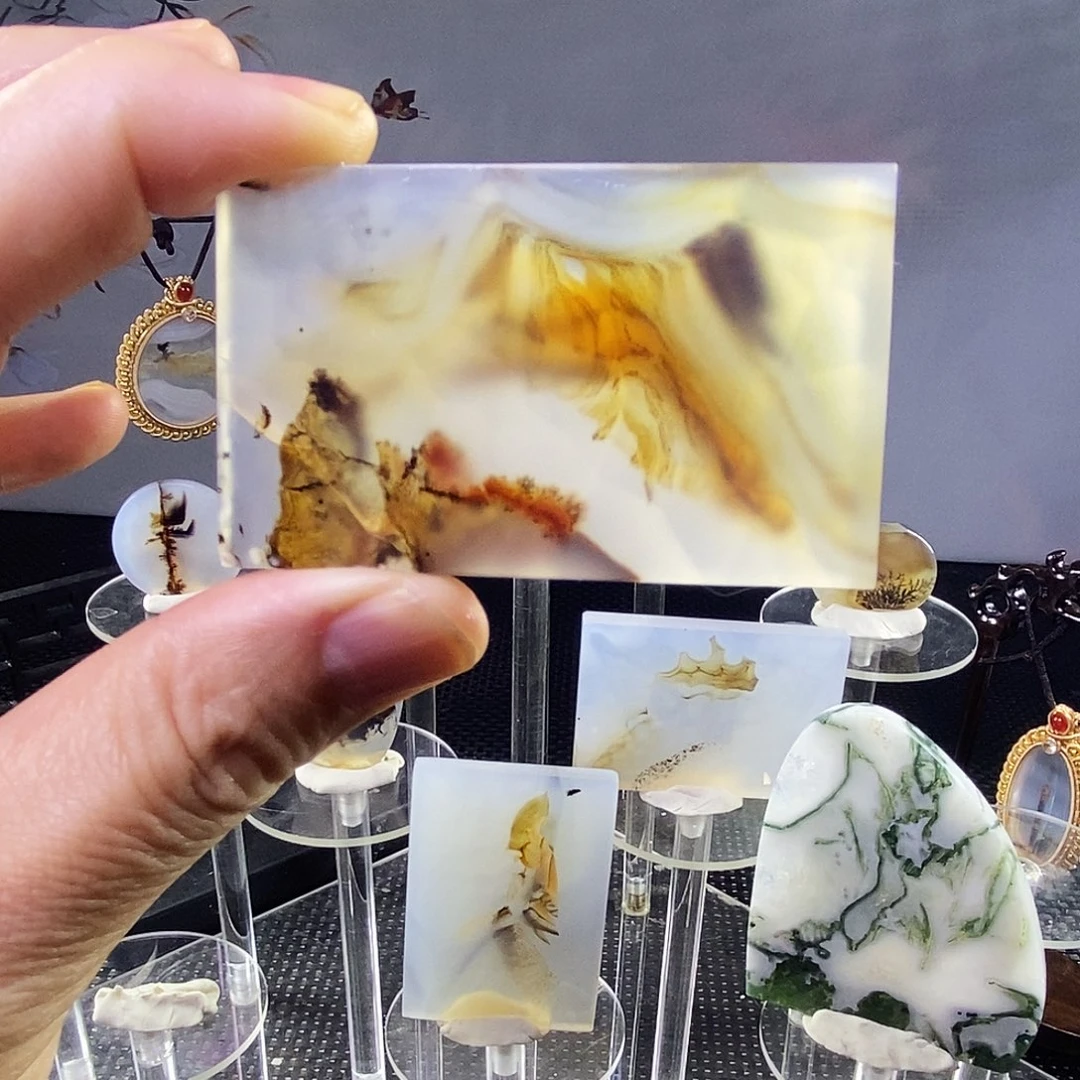 合成碳硅石非金属时尚图纹画面石饰品