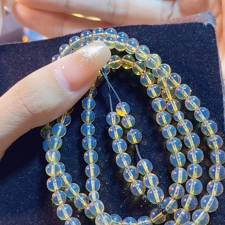 蓝珀未镶嵌珠宝奇石墨西哥蓝珀佛珠5