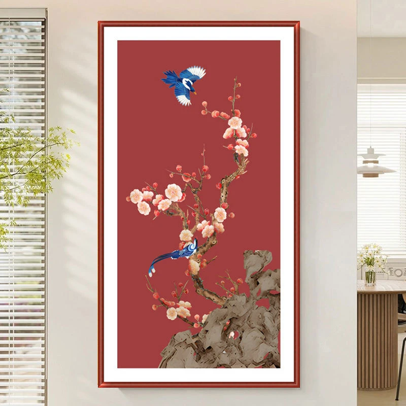 喜上眉梢竖版十字绣2025新款线绣客厅玄关中式现代满绣手工自己绣