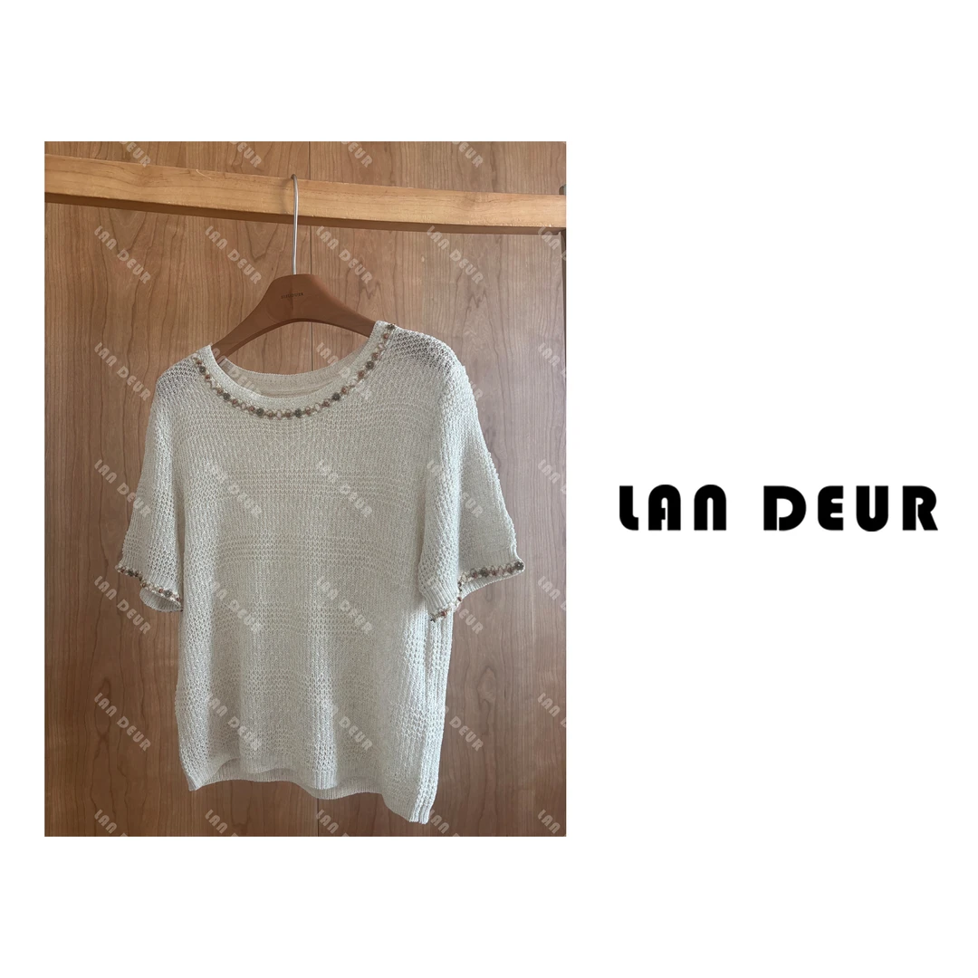 JIUJU【白巧云端】针织衫莱赛尔亚麻气质时尚百搭套头设计感防晒