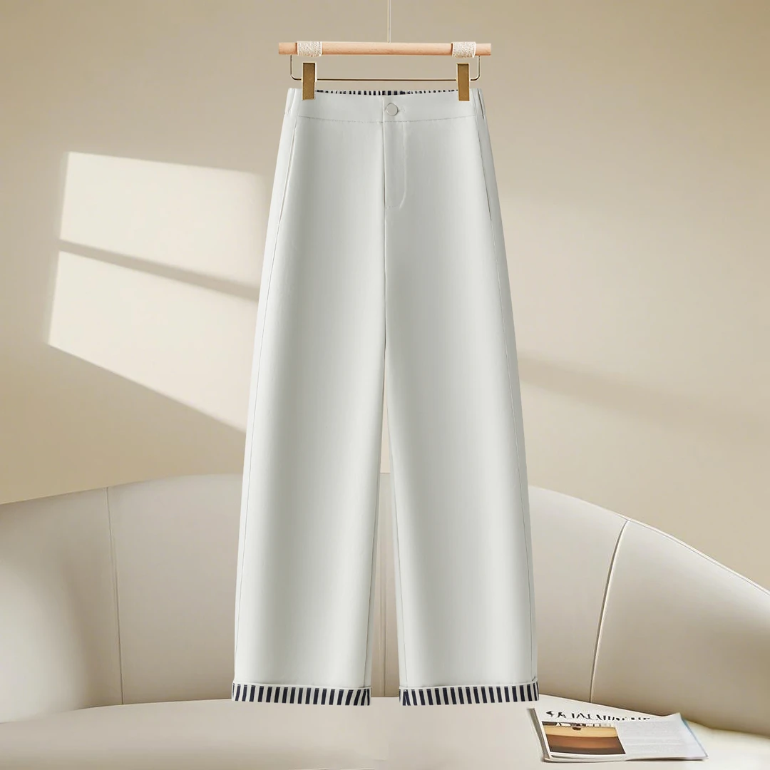 松紧腰窄版阔腿西装裤女秋季2025新款高腰小个子通勤风九分弯刀裤
