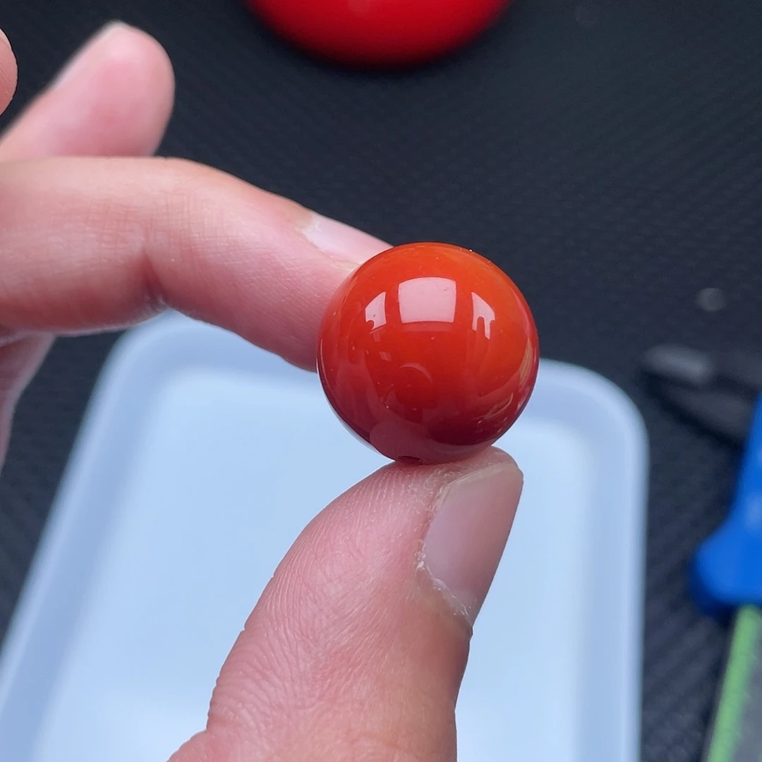 南红玛瑙18mm柿子红圆珠一颗未镶嵌