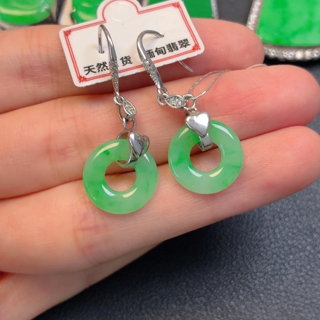 翡翠银S925镶嵌吊坠(不含链)耳坠