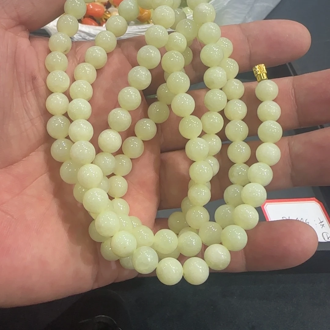 和田玉（糖玉）未镶嵌颈饰黄口项链8mm