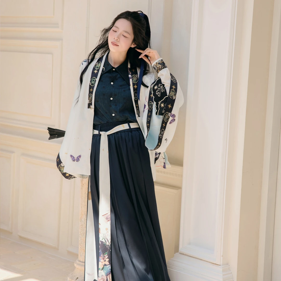 造镜集【月光嘉年华】春秋短马面裙织金仿妆花对襟长袖披风女汉元素