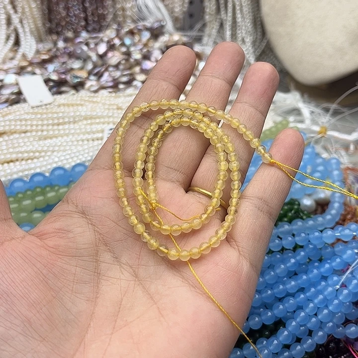 玛瑙/玉髓未镶嵌珠宝半成品一条4mm左右金发晶