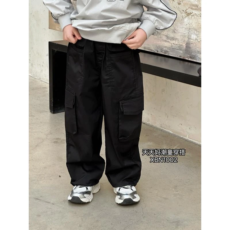 【1002】天天妈2025春季亲子装男女中大童韩版运动工装休闲校服裤