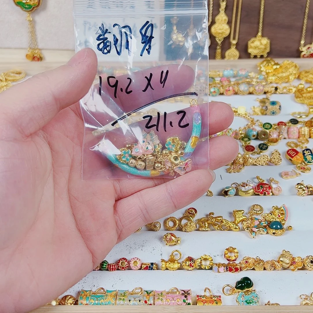 925银珐琅银镀金配件