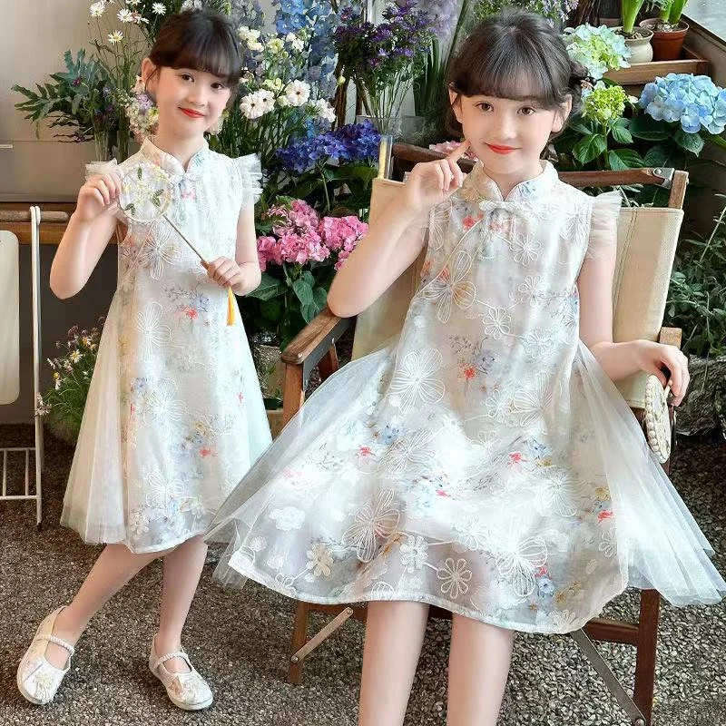 【现货】女童夏季连衣裙25新款洋气女孩国风汉服旗袍裙子公主裙夏装