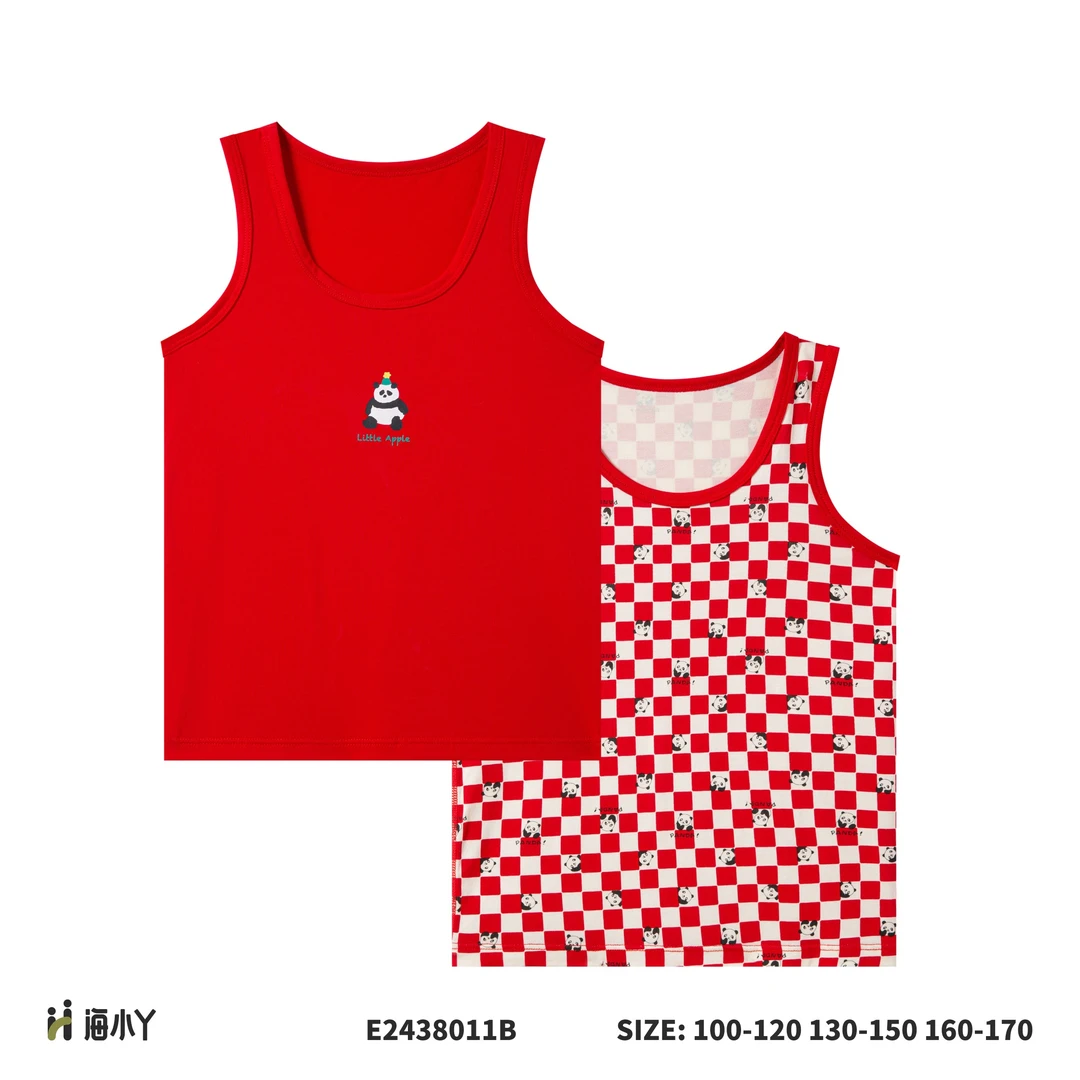年款红背心儿童新年背心无骨棉弹宝宝本命年一盒两件