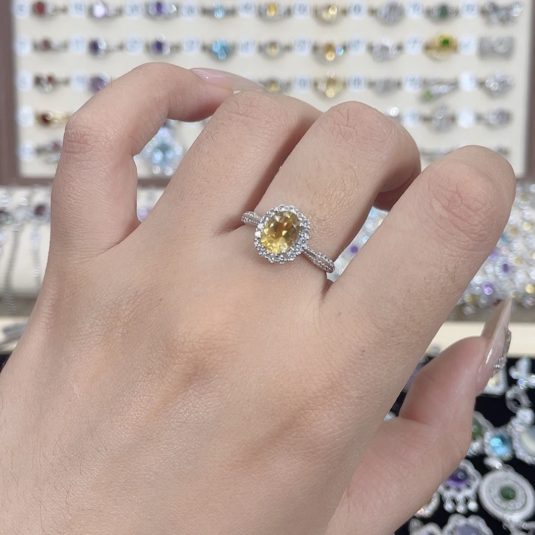 银S925镶嵌黄晶戒指