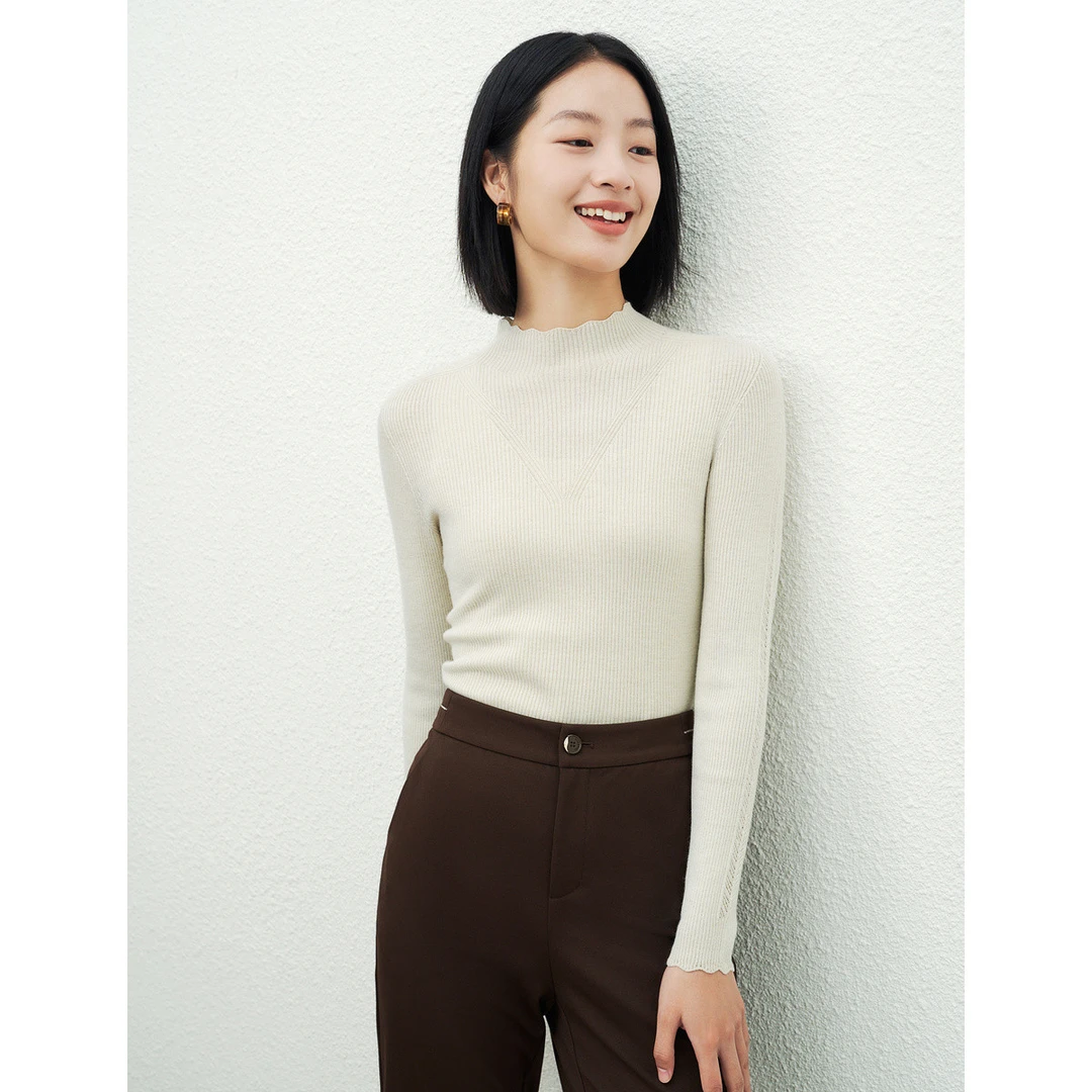 【思思专属】通勤优雅文艺休闲百搭纯色半高领针织衫女EZ01747V1