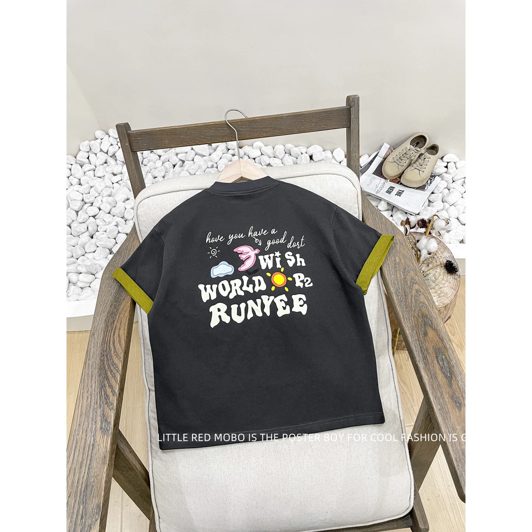 【现现】童装男儿童短袖T恤针织百搭2025夏季新款上衣MMY821677