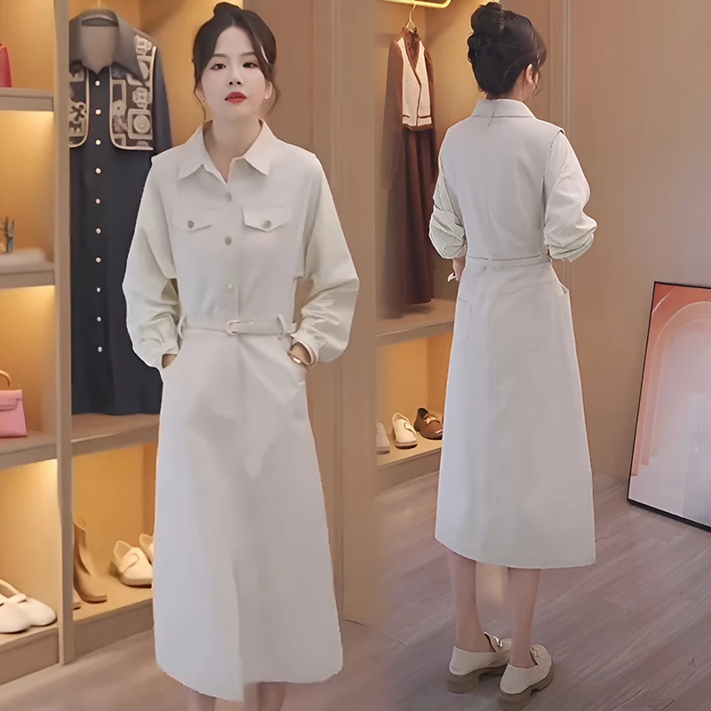 polo领衬衫连衣裙女春秋2025今年流行时尚高级收腰显瘦长袖裙子潮