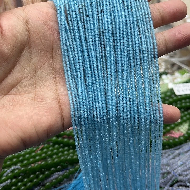 未镶嵌玛瑙/玉髓珠宝半成品2条2mm海蓝宝刻面