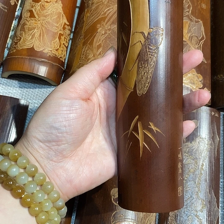 老煤竹手工雕刻精品茶则