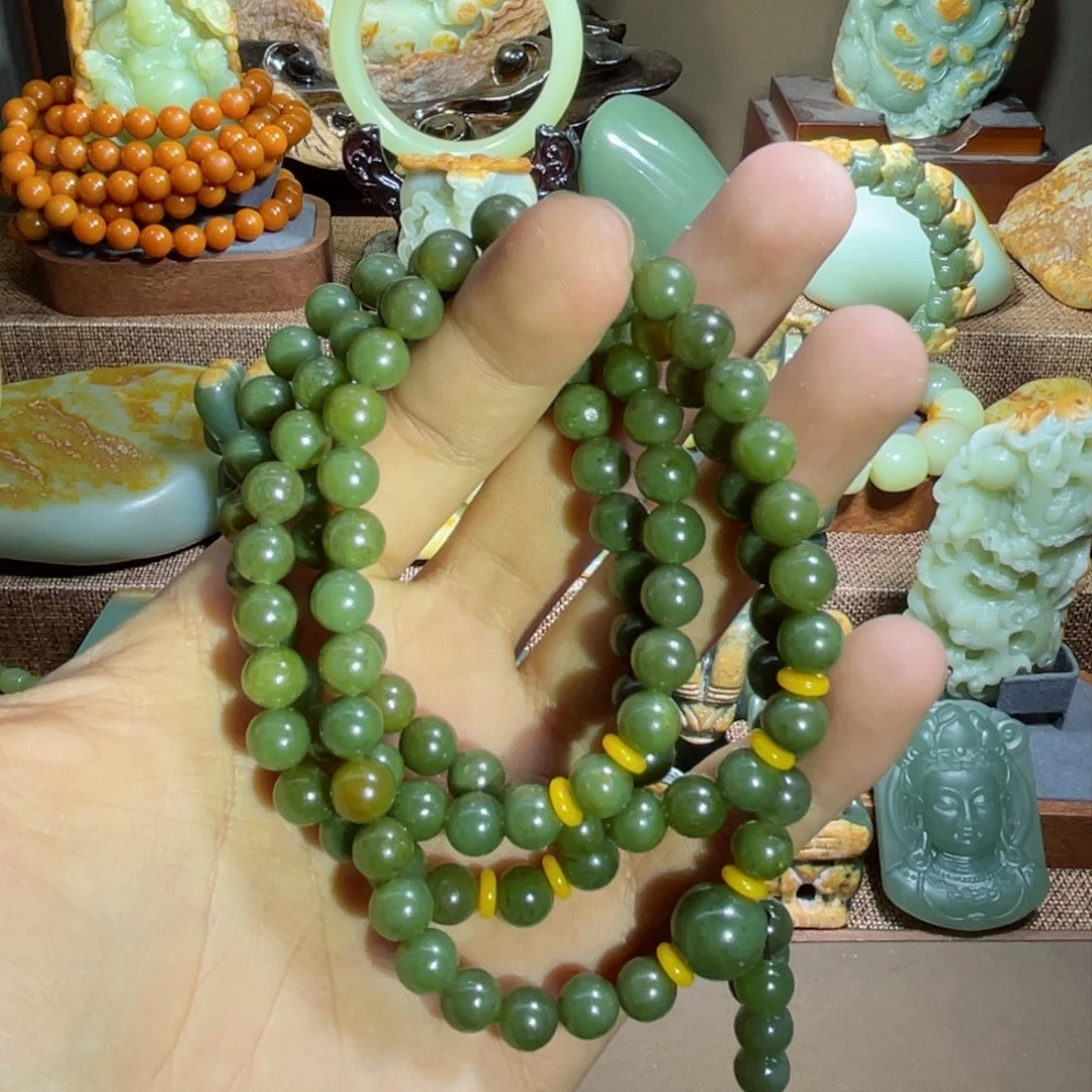 透闪石质玉108卡8未镶嵌