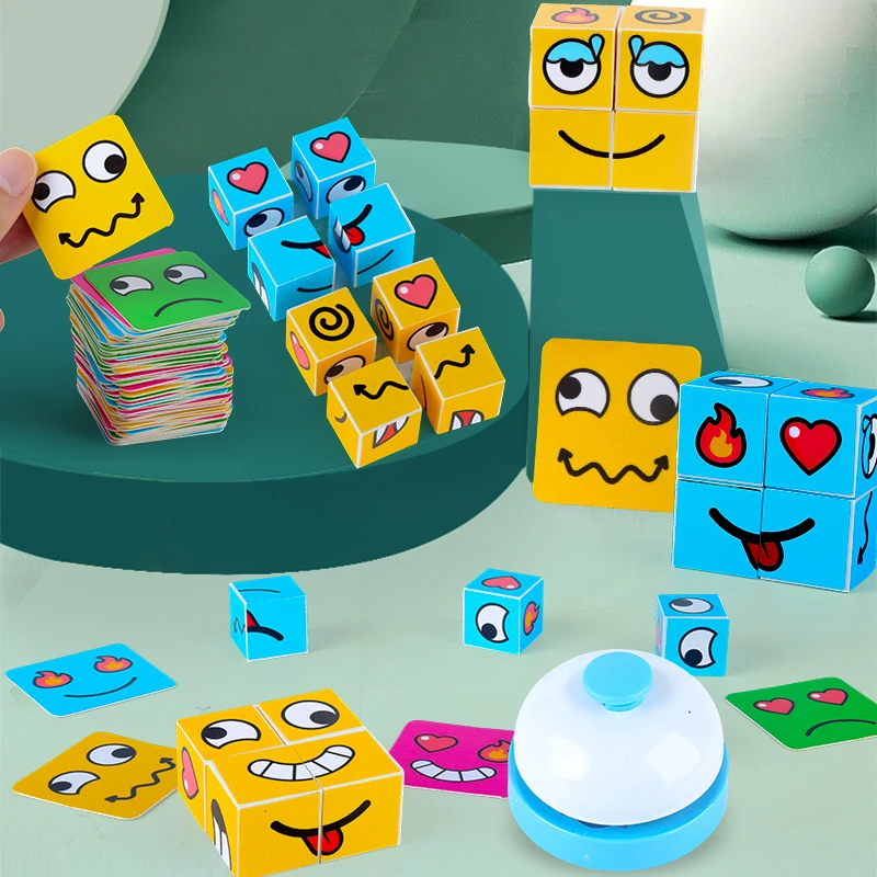 变脸魔方积木拼图儿童双人对战桌面游戏亲子互动益智思维训练玩具