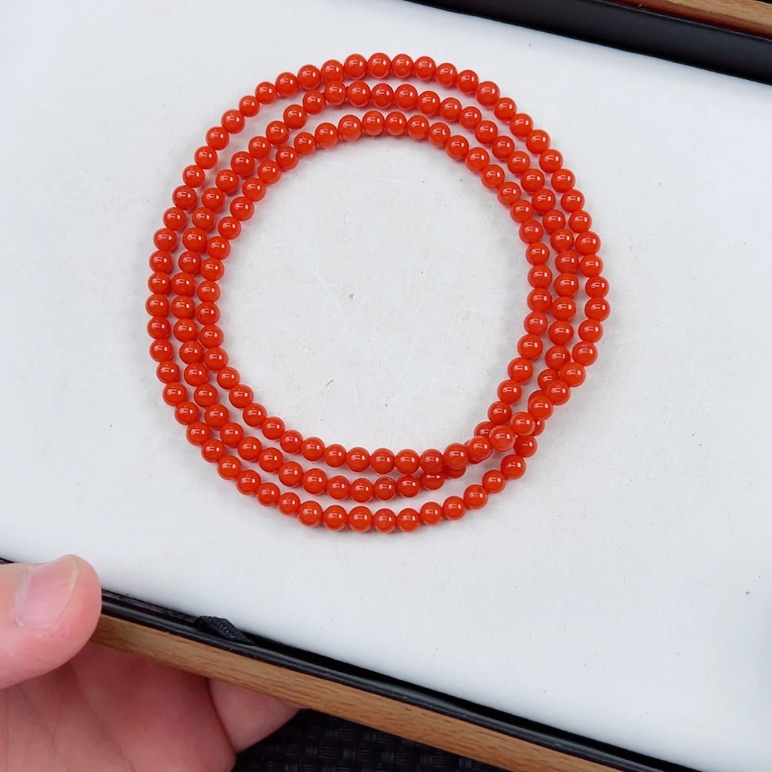 南红玛瑙未镶嵌天然保山阿东寨老南红收藏级长串卡4一条