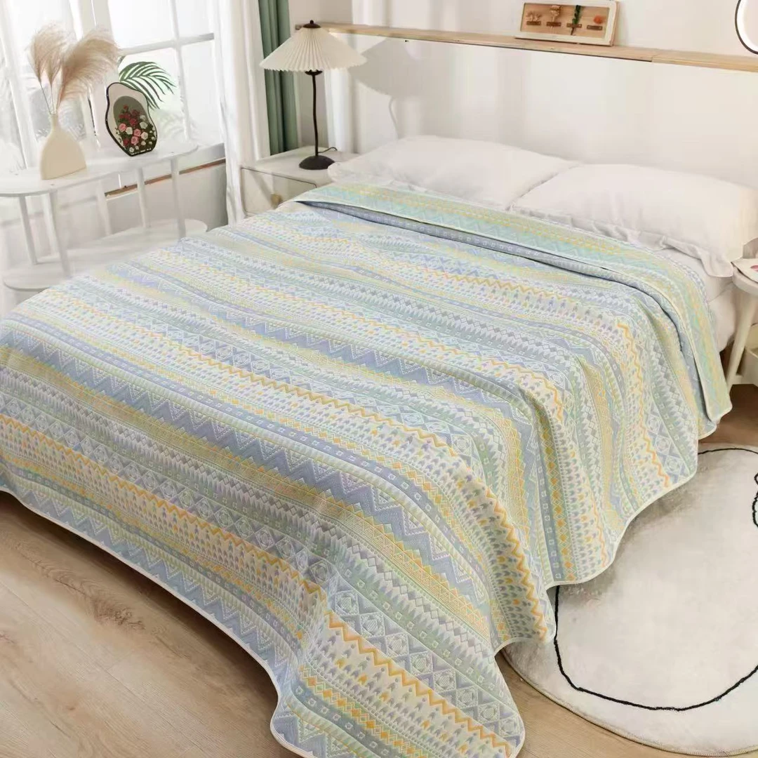 四季可用 六层纱布软席床盖纯棉A类吸湿排汗可机洗不滑床240*250