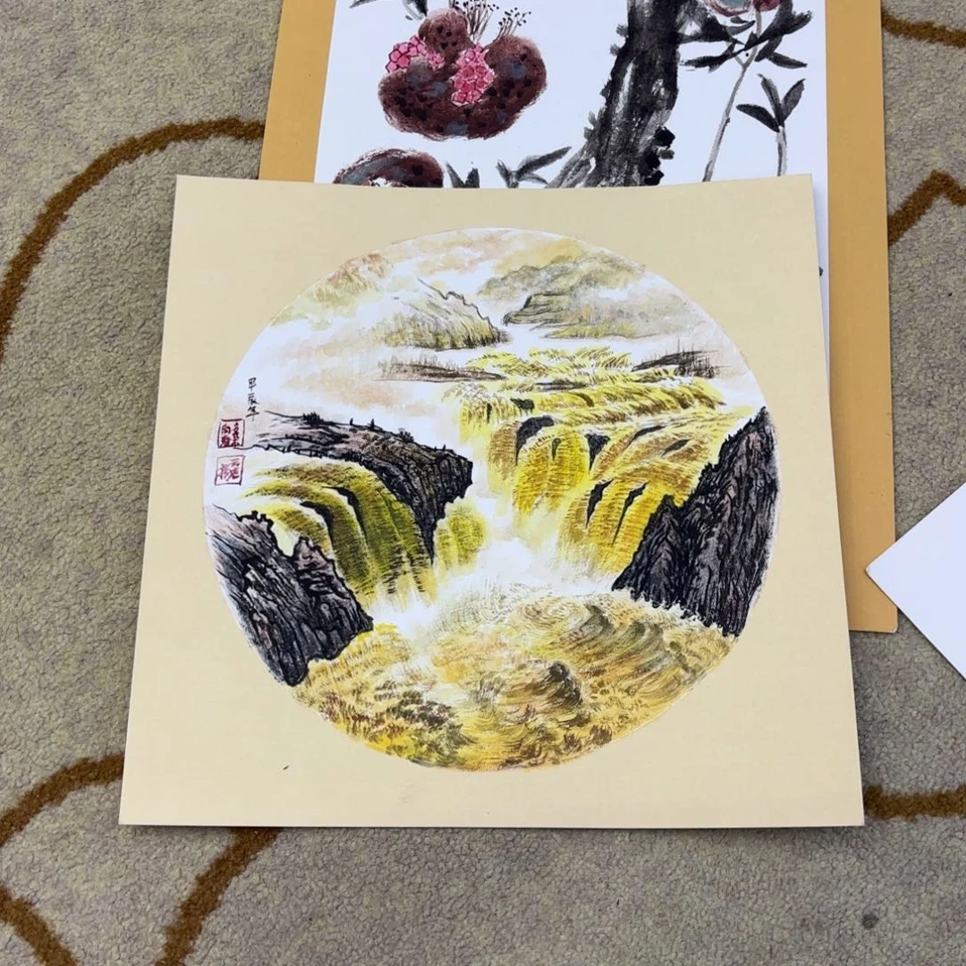 国画卡纸花鸟作品童