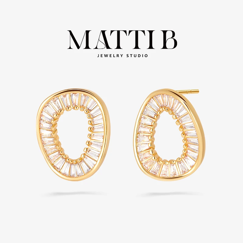 铜合金合成锆石耳饰 不规则圆圈耳环女气质独特小众爆款耳钉2017