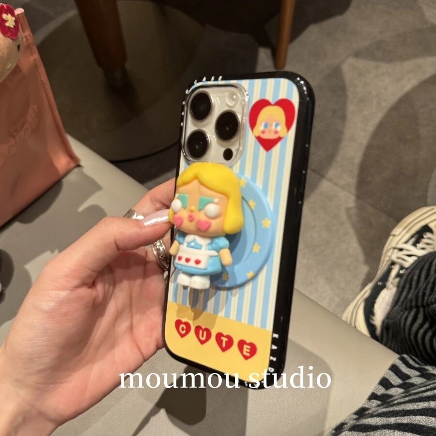 可爱卡通蓝条纹哭娃磁吸适用于苹果16promax手机壳15保护套1413