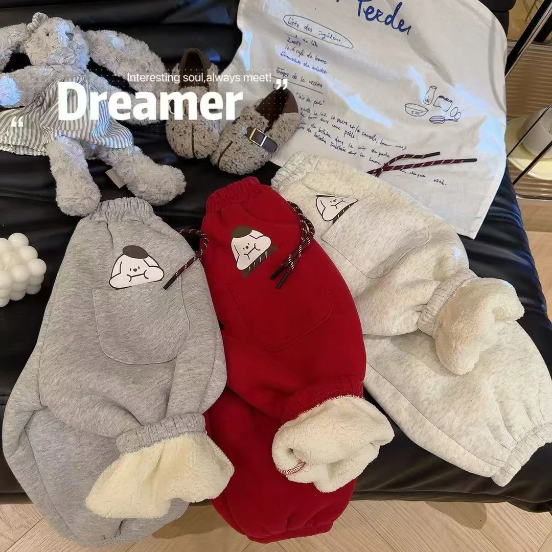 儿童韩版冬季印花男童女童时尚百搭裤一条过冬加护保暖休闲潮裤