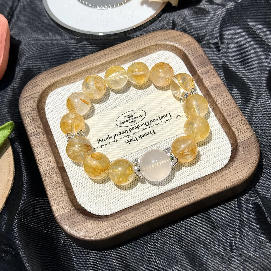 天然水晶黄胶花手串 多样性发一Z167