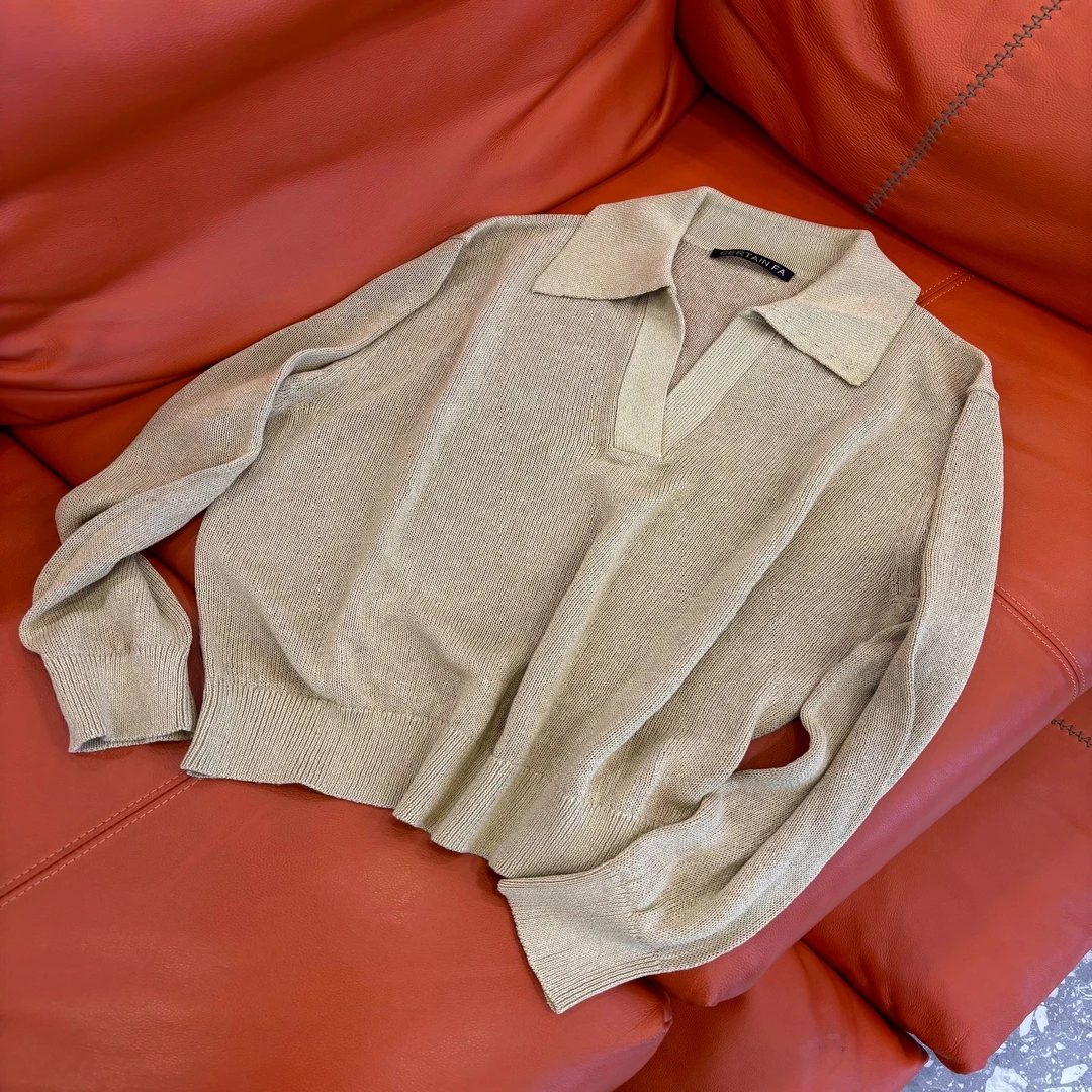 翻领剪刀领针织衫上衣春秋套头长袖女毛针织衫百搭休闲M1025-ZZ06