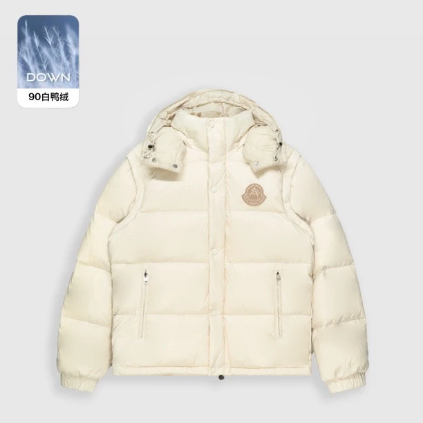 2025轻奢5.0版本户外高蓬松超厚保暖白鸭绒可拆连帽羽绒服情侣款