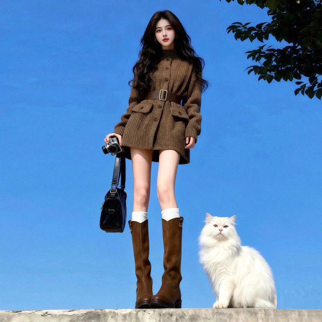 秋冬2025新款法式打底短裙网红炸街洋气百搭针织毛衣连衣裙子女装