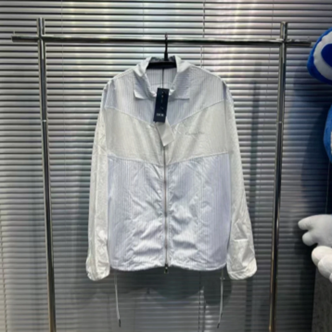 全新未使用 DIOR/迪奥 24爆款条纹拼接拉链衬衫/48尺码