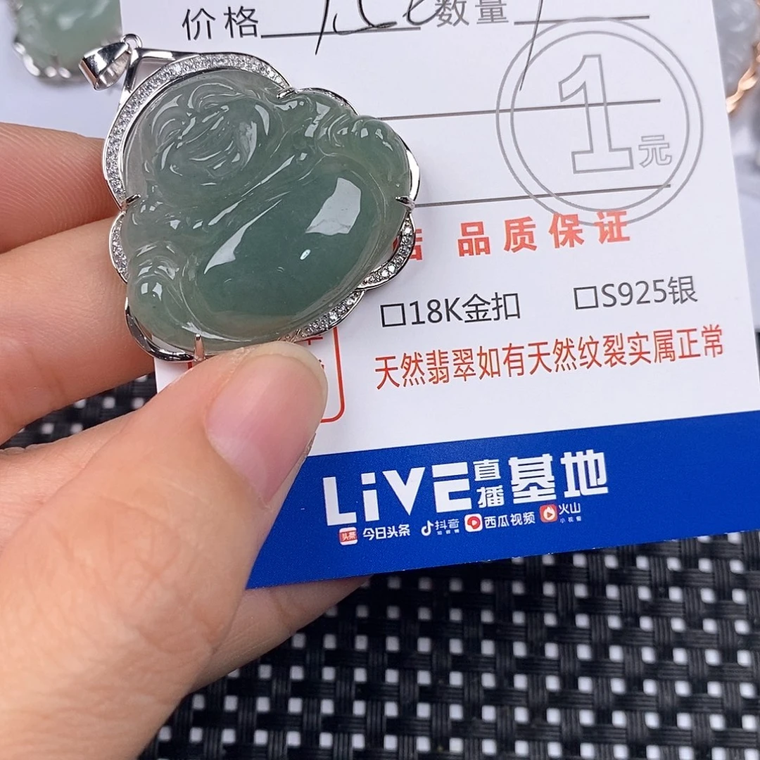 用***3翡翠银S925镶嵌颈饰