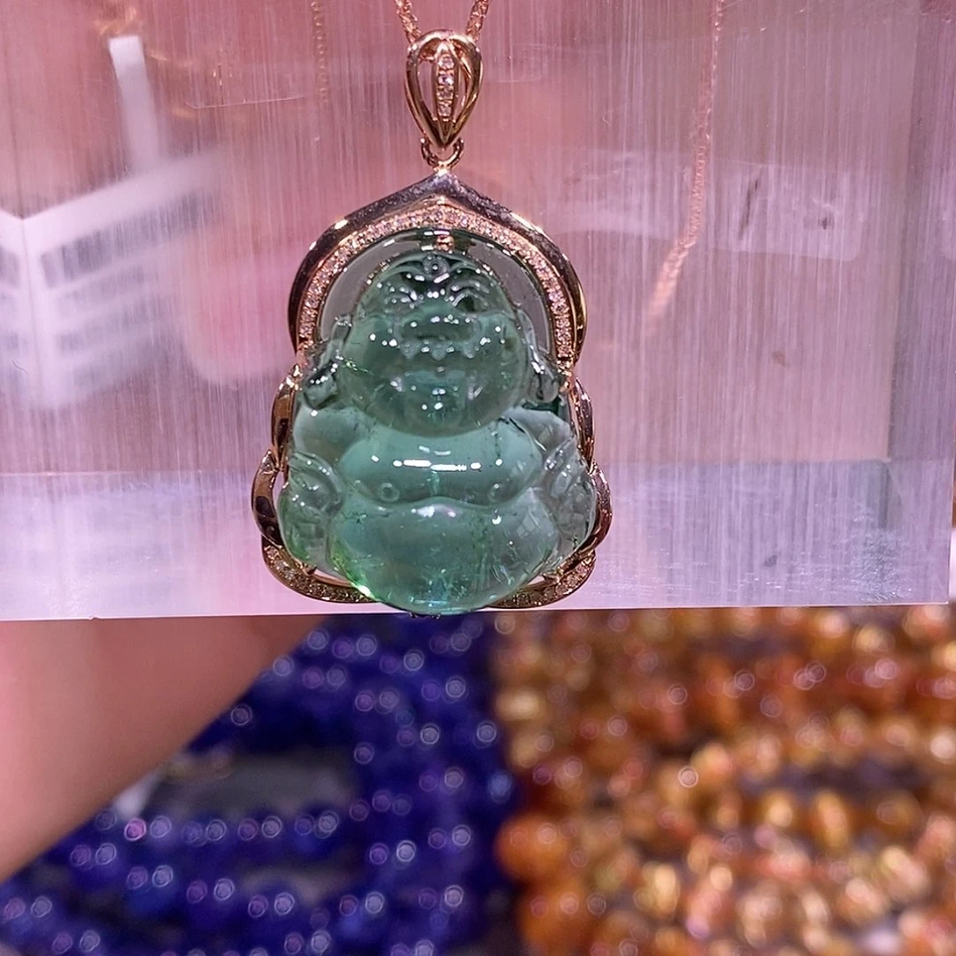 吊坠(赠链)18K金镶嵌碧玺碧玺吊坠