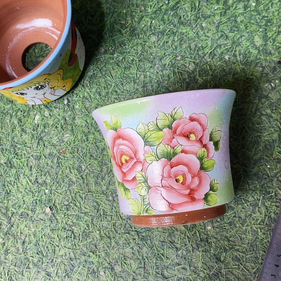 花盆紫砂手绘满28包邮