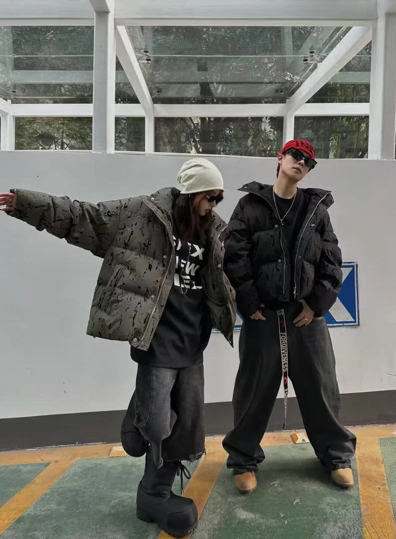 小众设计立领加厚保暖迷彩外套