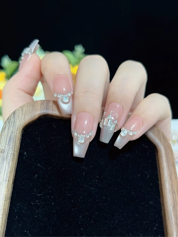 【小淑女】Miao.C指尖艺术 时尚轻奢爆闪猫眼锆石显白手工穿戴甲