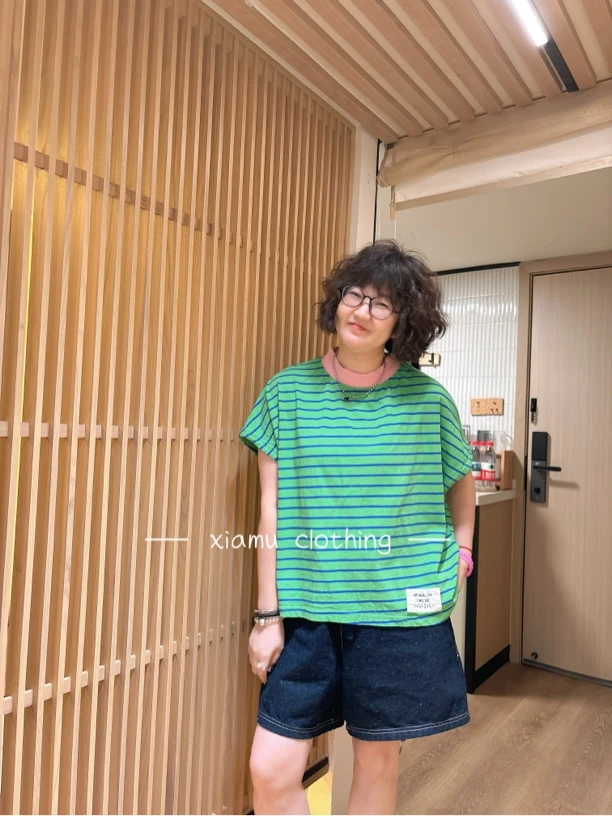 韩国4N5正品 夏沐家条纹棉T恤4898